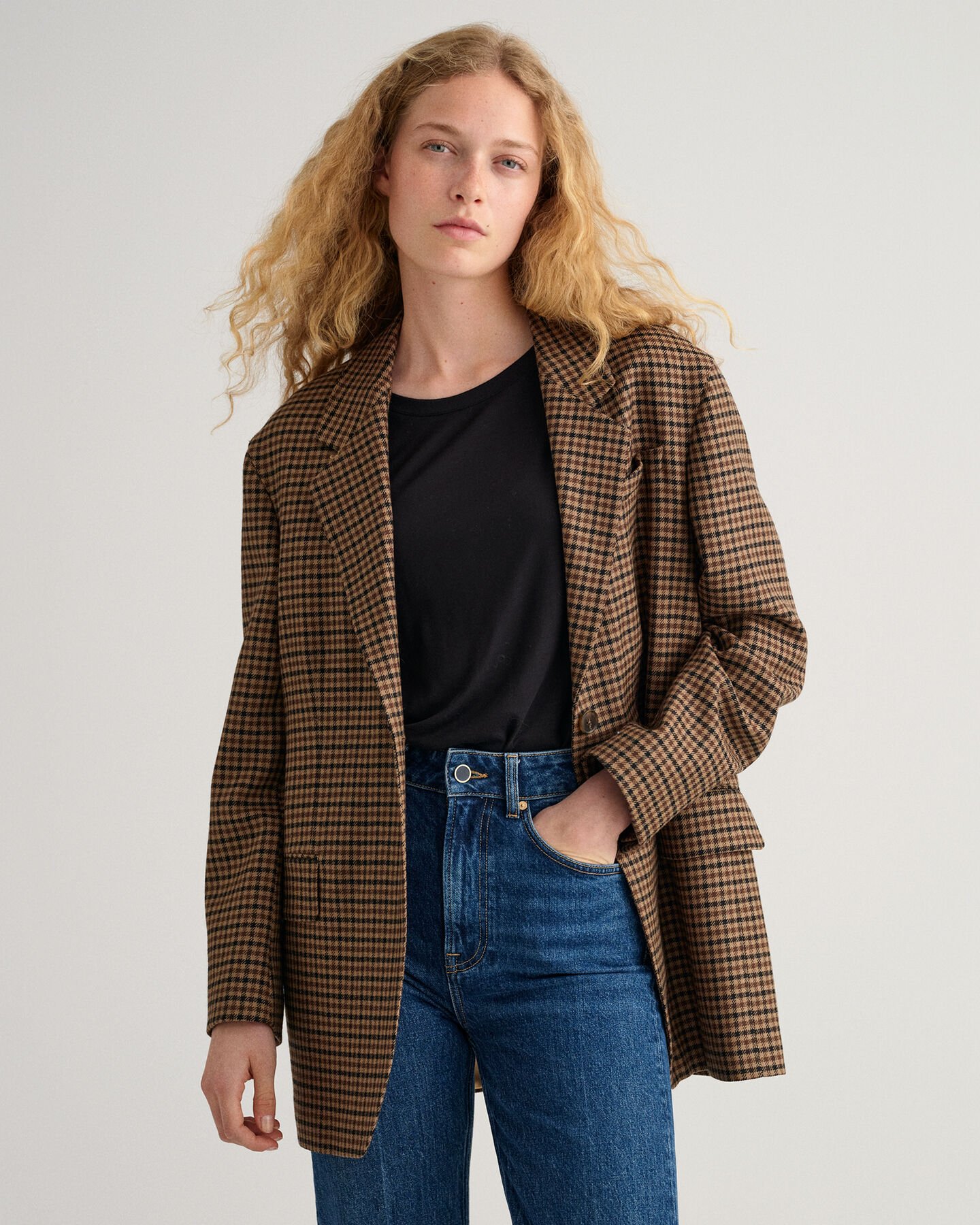 Oversized geruite blazer