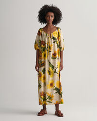 Jurk met Sunflower-print en geplooide details