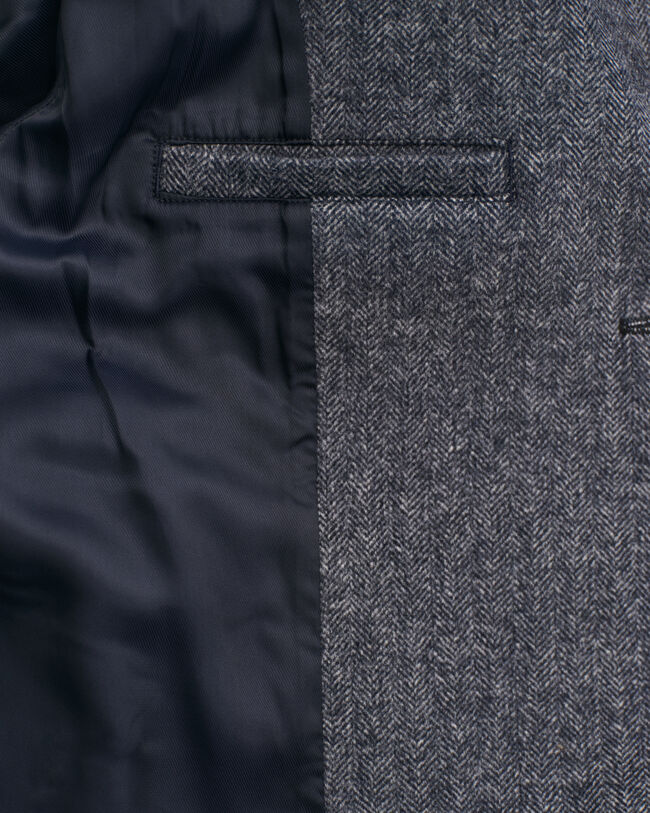 Cropped wollen jack met visgraatmotief