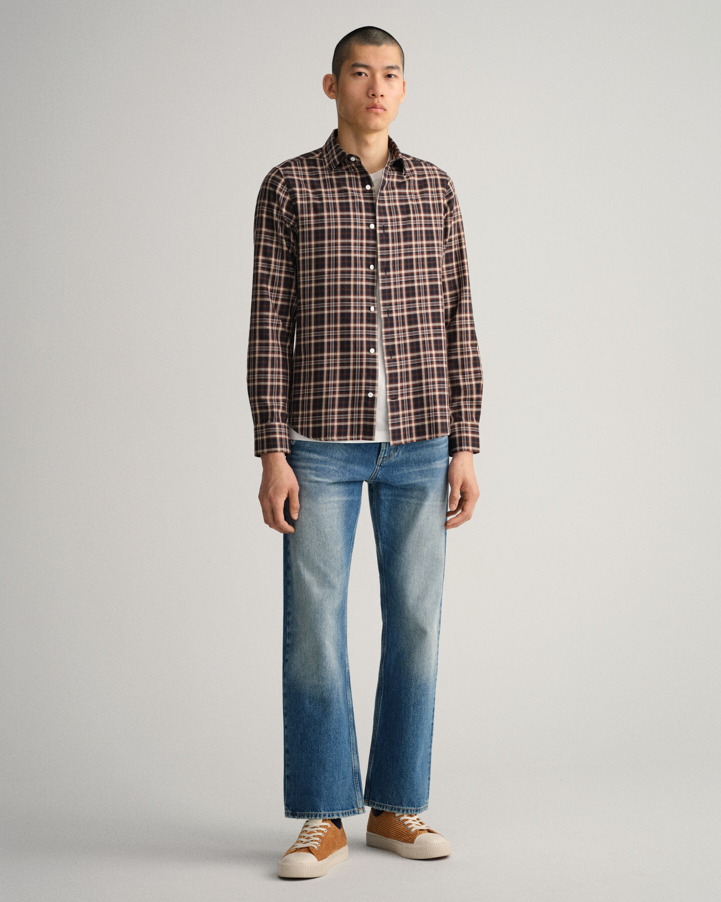 Slim Fit geruit overhemd van keperstof