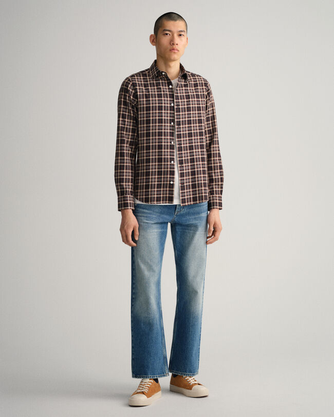 Slim Fit geruit overhemd van keperstof