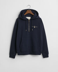 Hoodie met geborduurd anker en korte rits