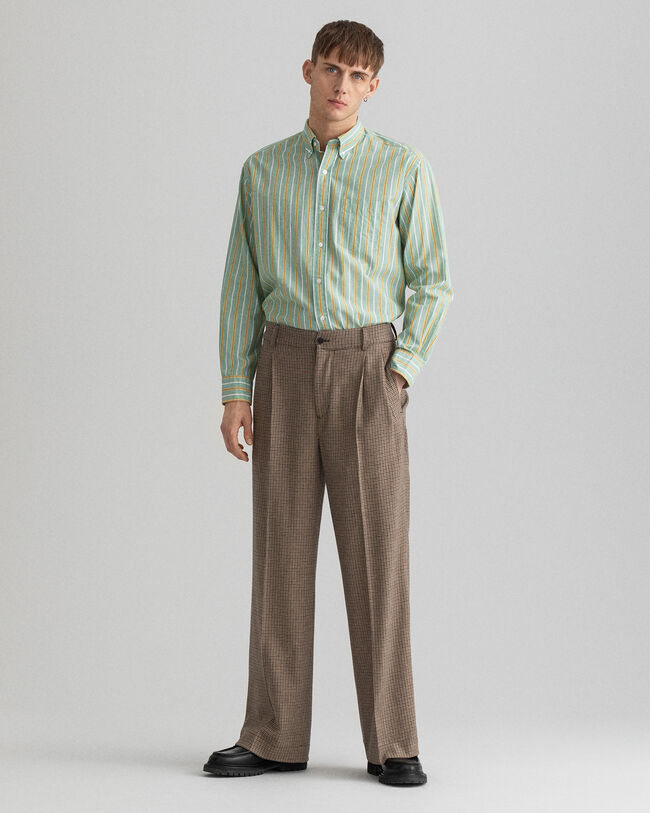 Kostuumbroek met plooien en ruitjes