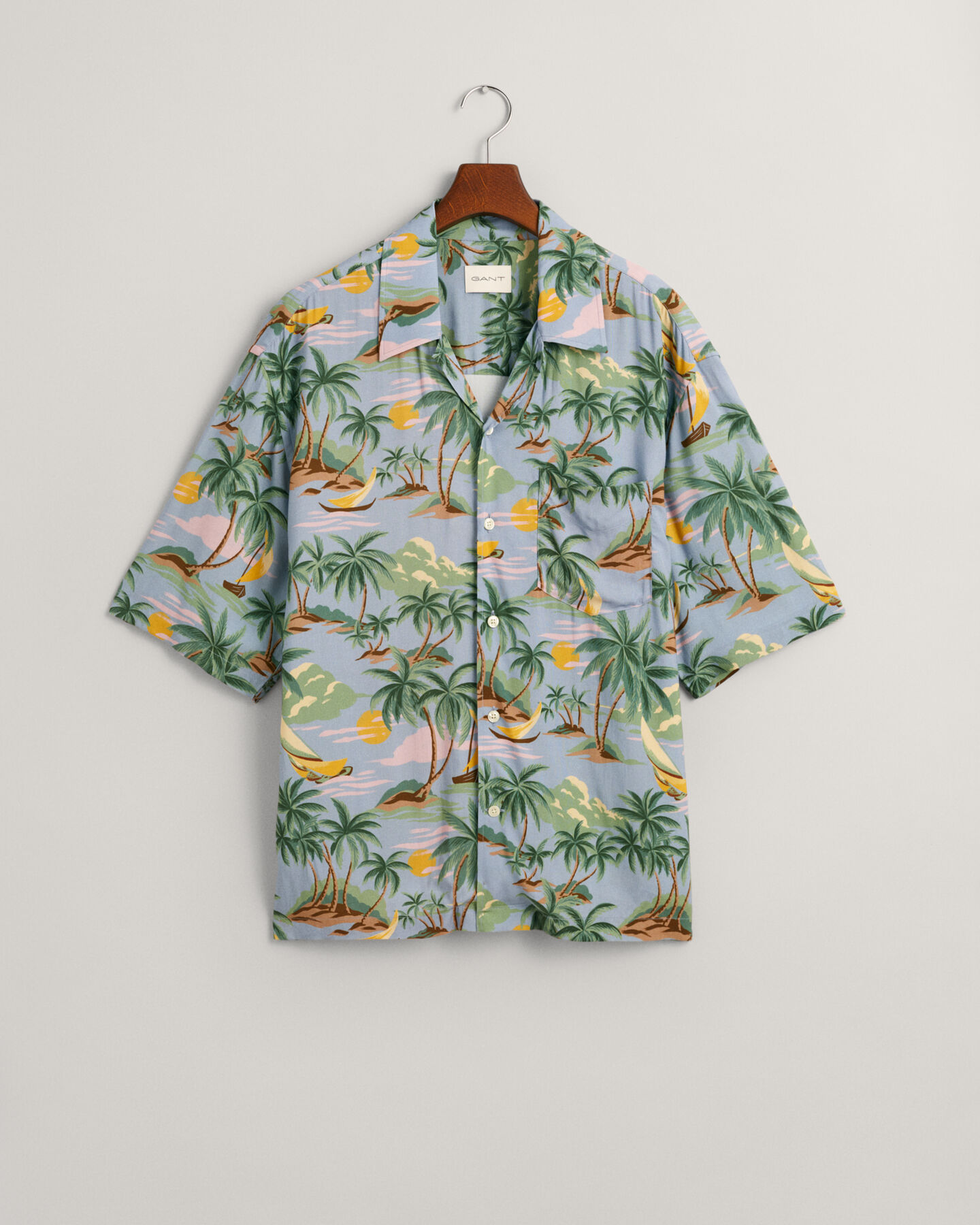 Regular Fit Hawaiian Print overhemd met korte mouwen