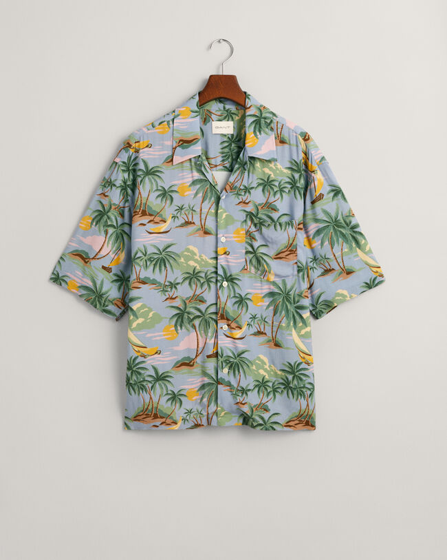 Regular Fit Hawaiian Print overhemd met korte mouwen