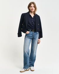 Shield piqué poloshirt met lange mouwen