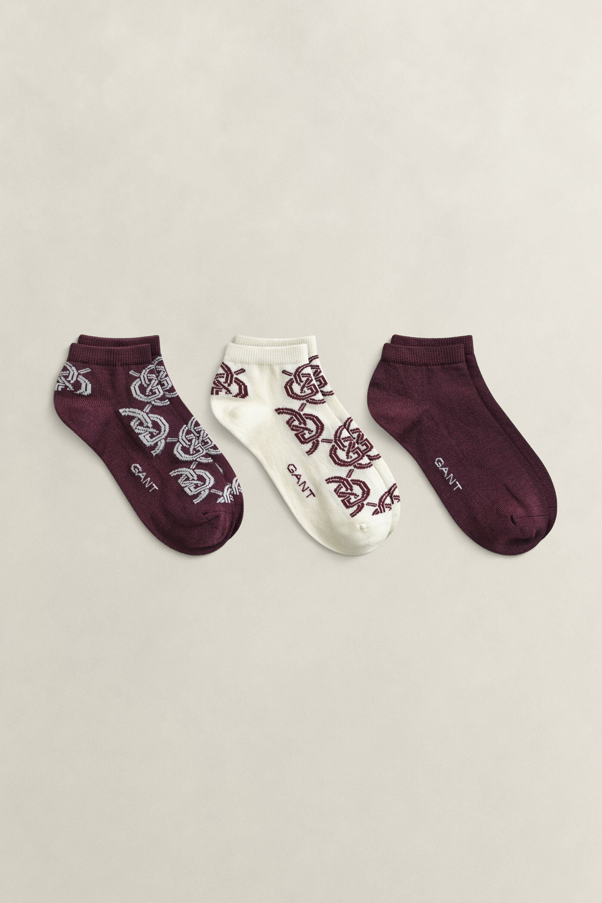 Set van drie paar Monogram enkelsokken