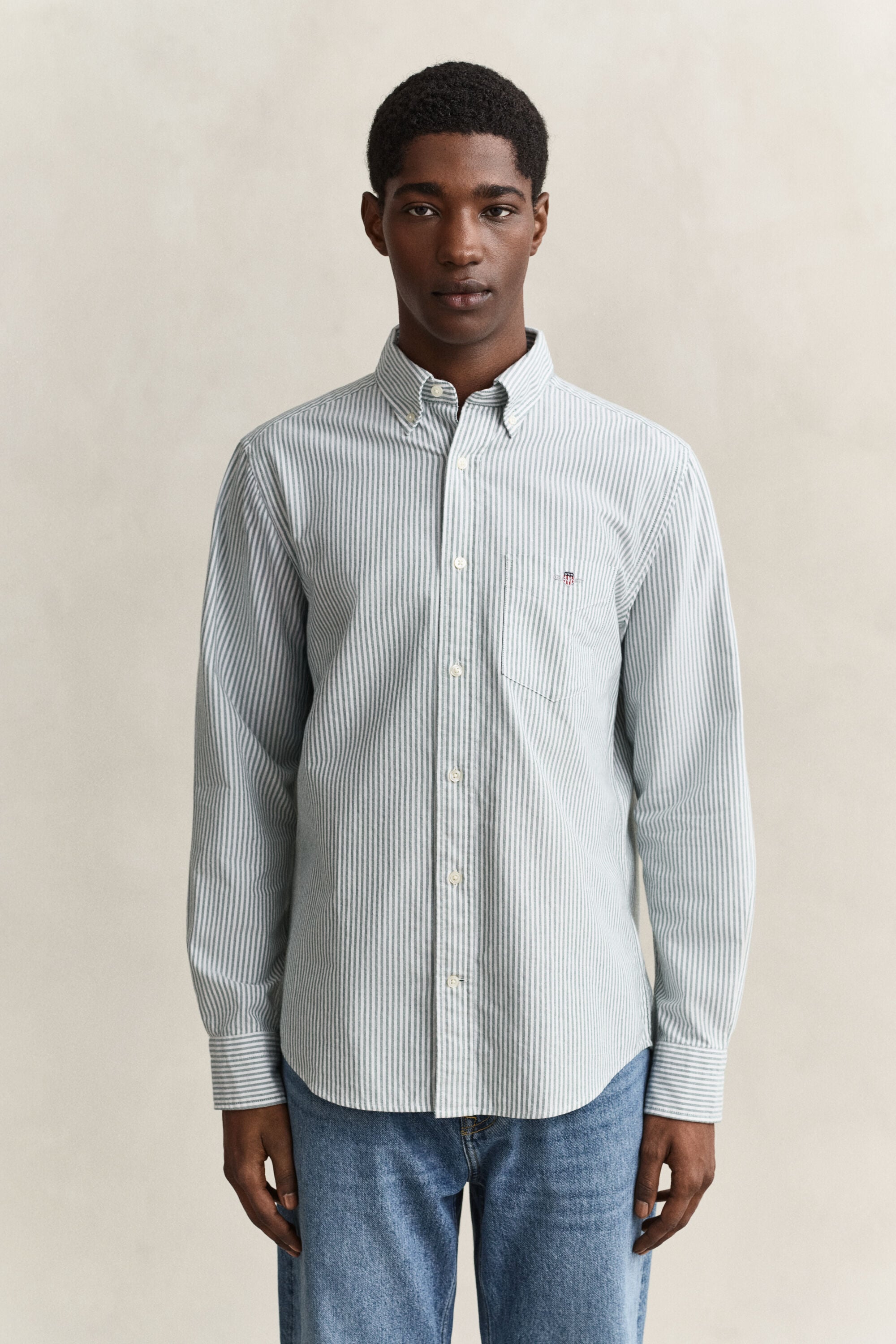 Classic Regular gestreept Oxford-overhemd