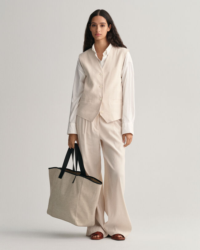 Regular Fit gilet van linnen met stretch