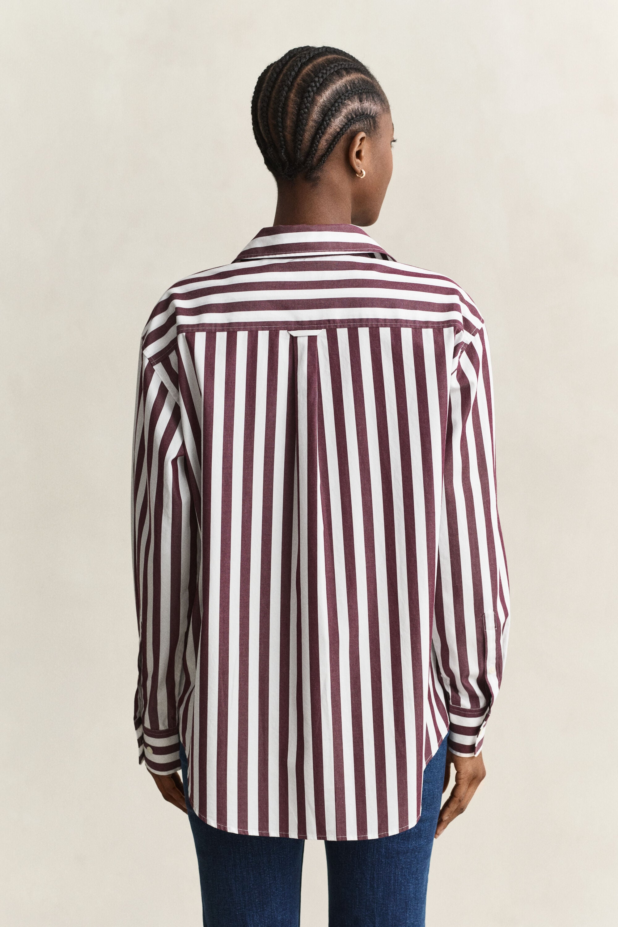 Relaxed fit poplin overhemd met strepen