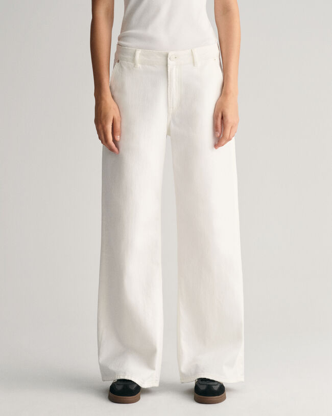 Witte jeans met lage taille en wijde pijpen