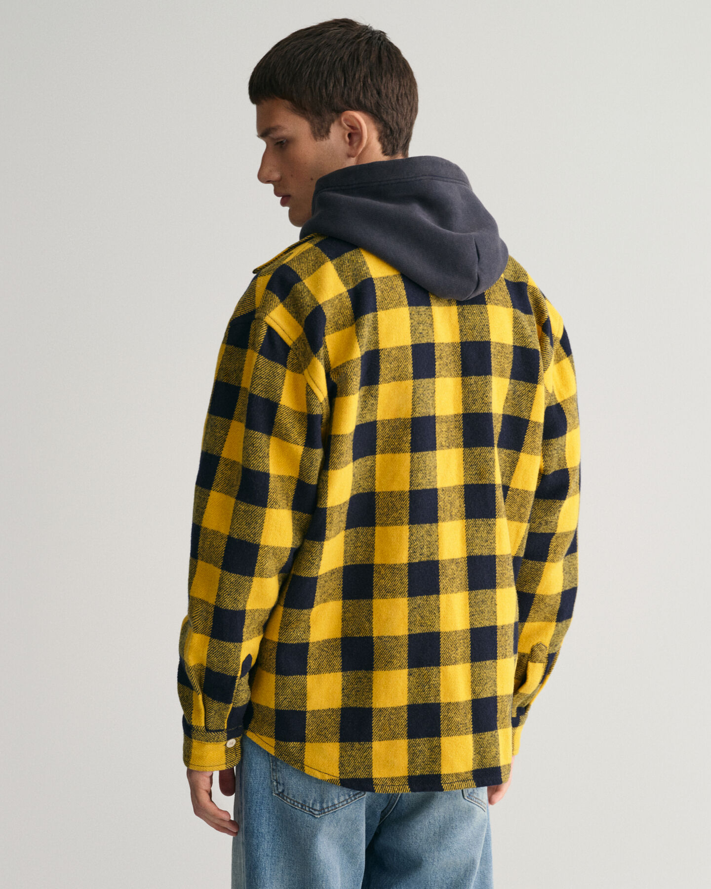 Overshirt met buffaloruit van wolmix