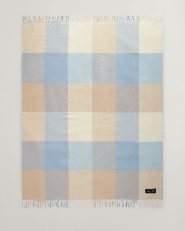 Geruite sprei van extra fijne merinoswol