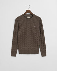 Katoenen gebreide kabeltrui met ronde hals