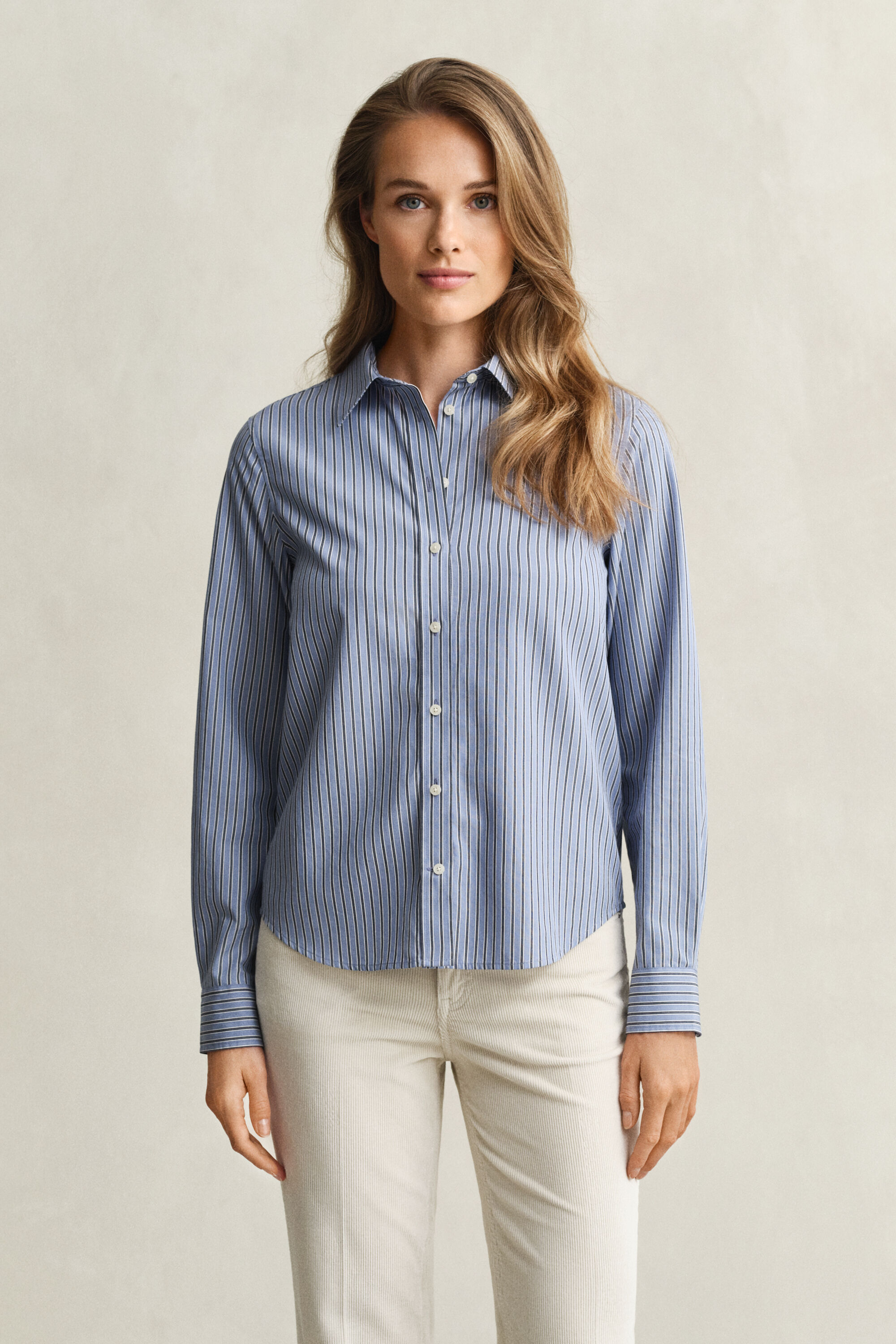 Regular Fit poplin overhemd met strepen