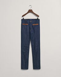 Slim Fit jeans met leren detail