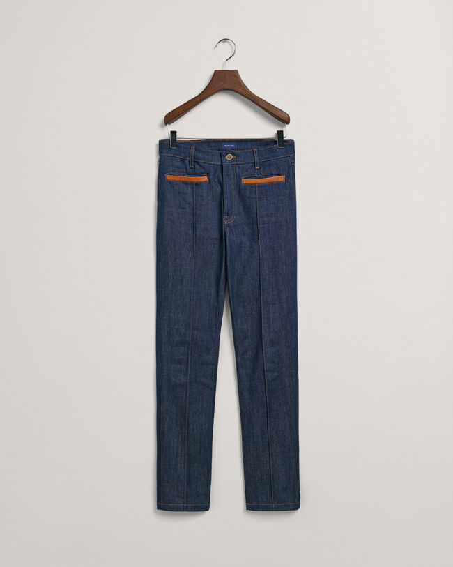 Slim Fit jeans met leren detail