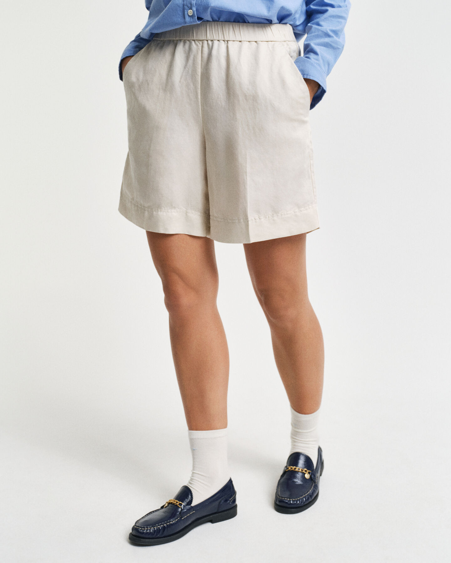 Relaxed Fit Pull-On short van linnenmix