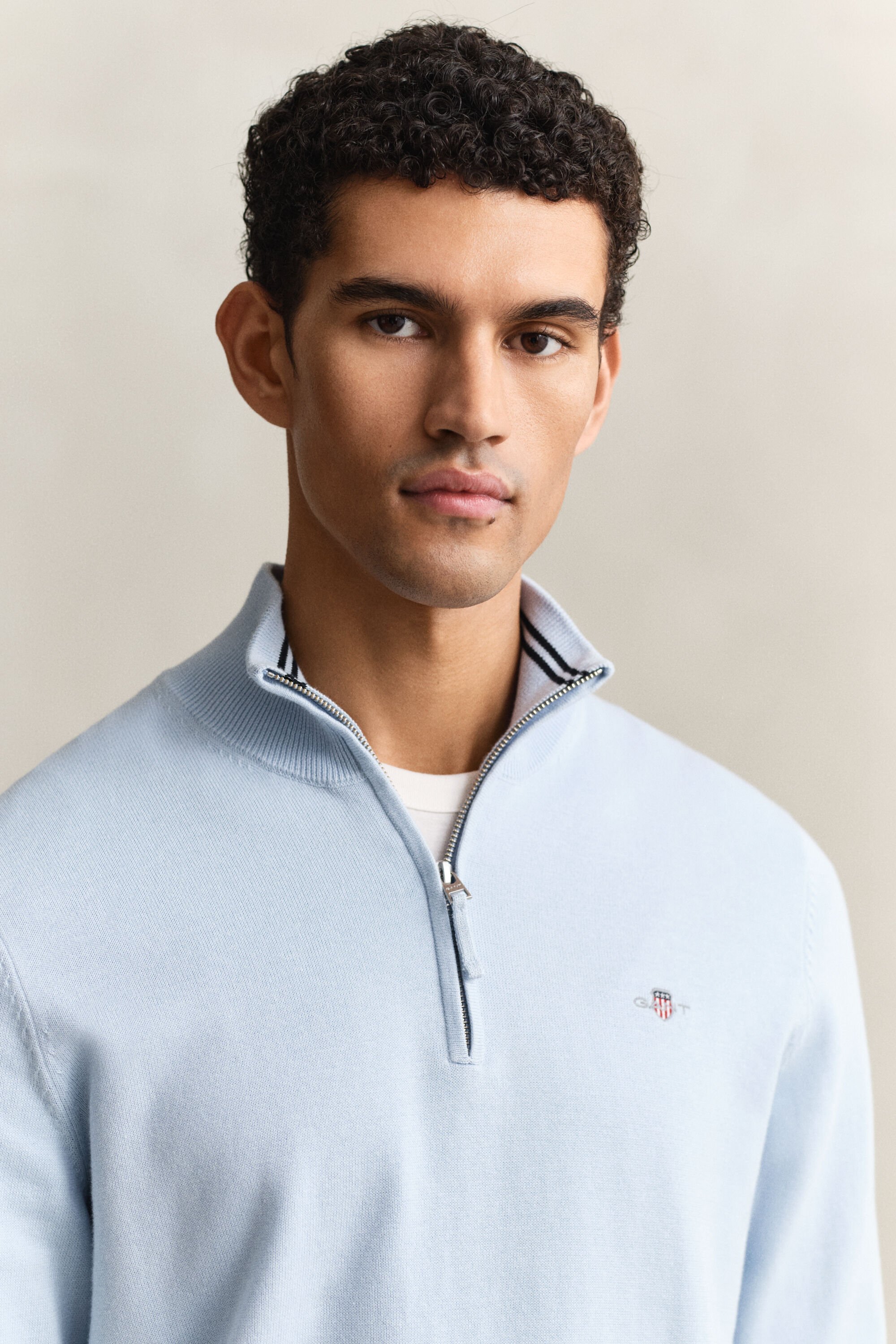 Klassieke sweater van katoen met korte rits