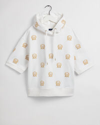 Hoodie van sweatstof met korte mouwen en Crest-borduursels