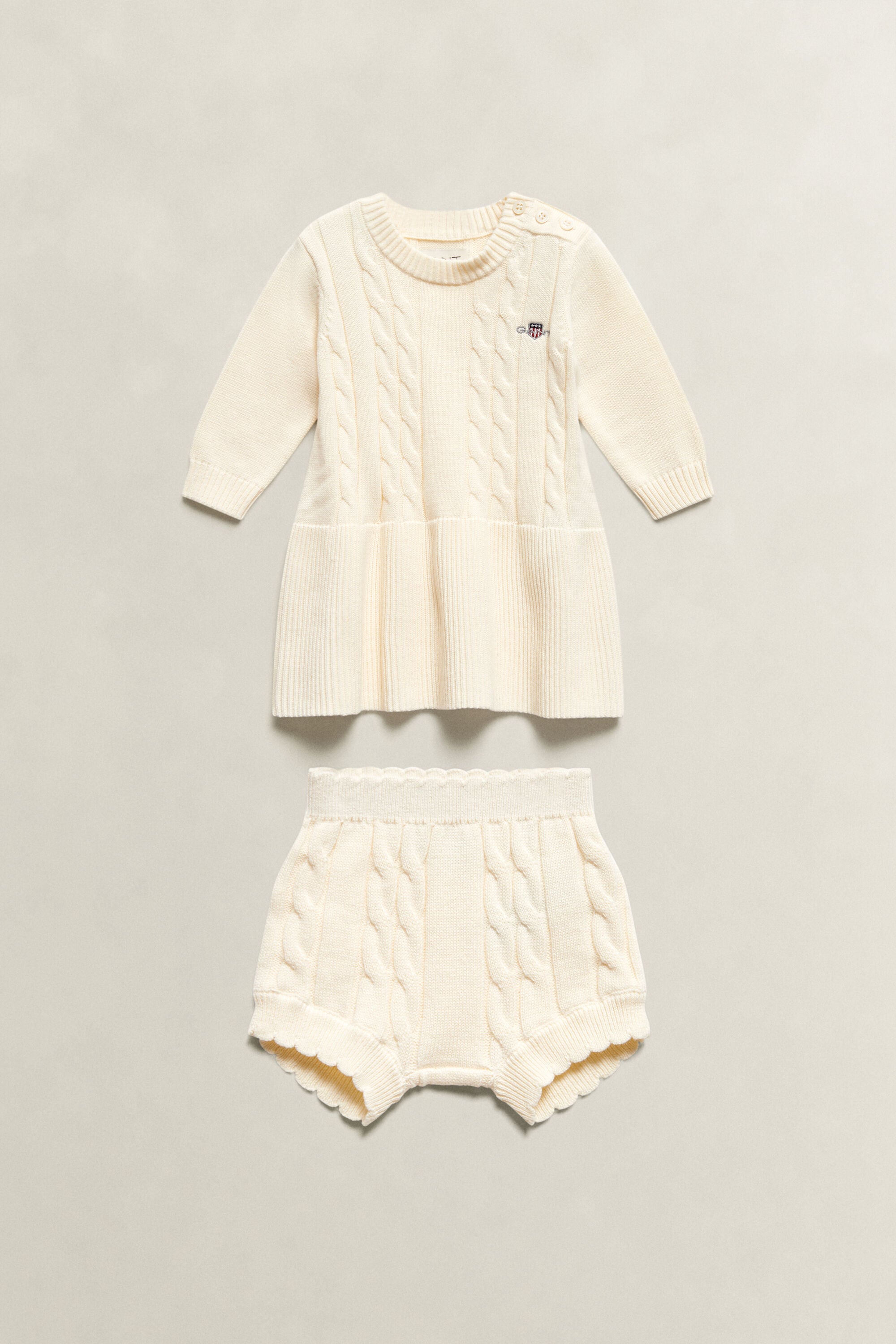 Set voor babymeisjes met kabelgebreide jurk en broekje