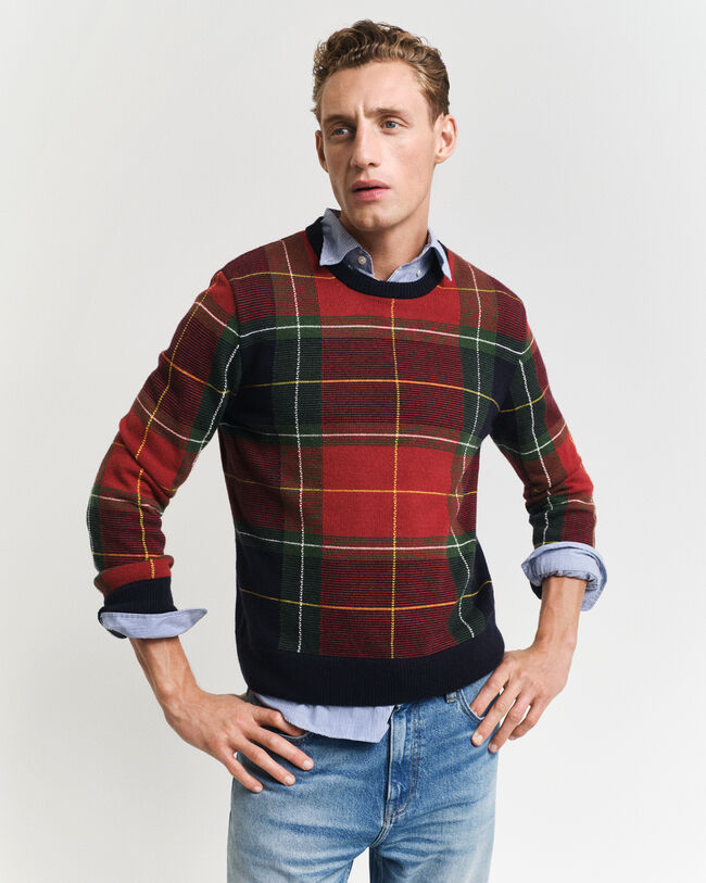 Geruite trui met ronde hals