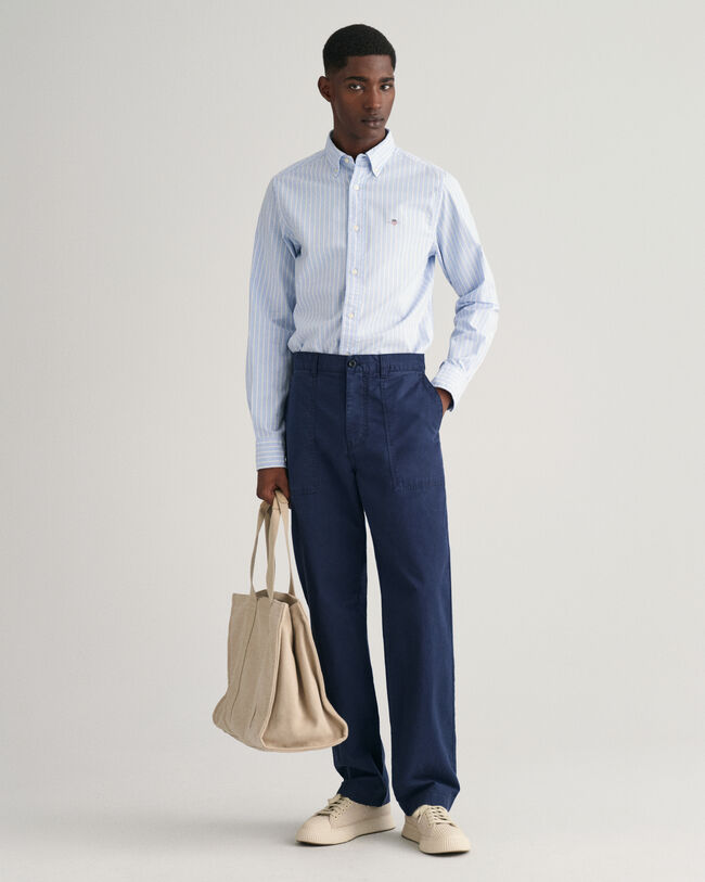 Slim Fit gestreept Oxford-overhemd met stretch