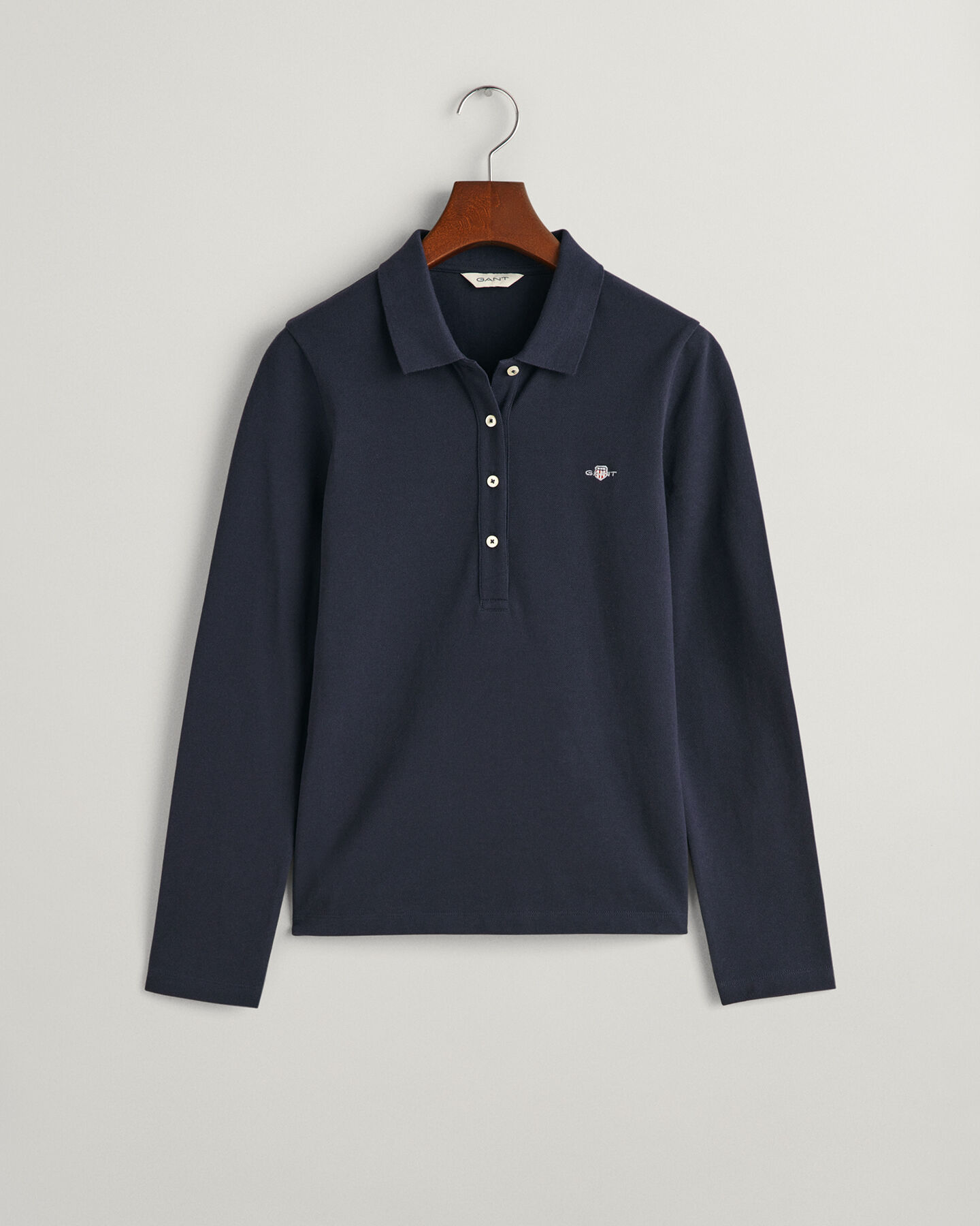 Shield piqué poloshirt met lange mouwen
