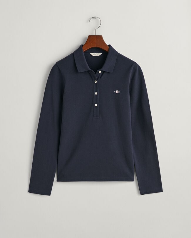 Shield piqué poloshirt met lange mouwen