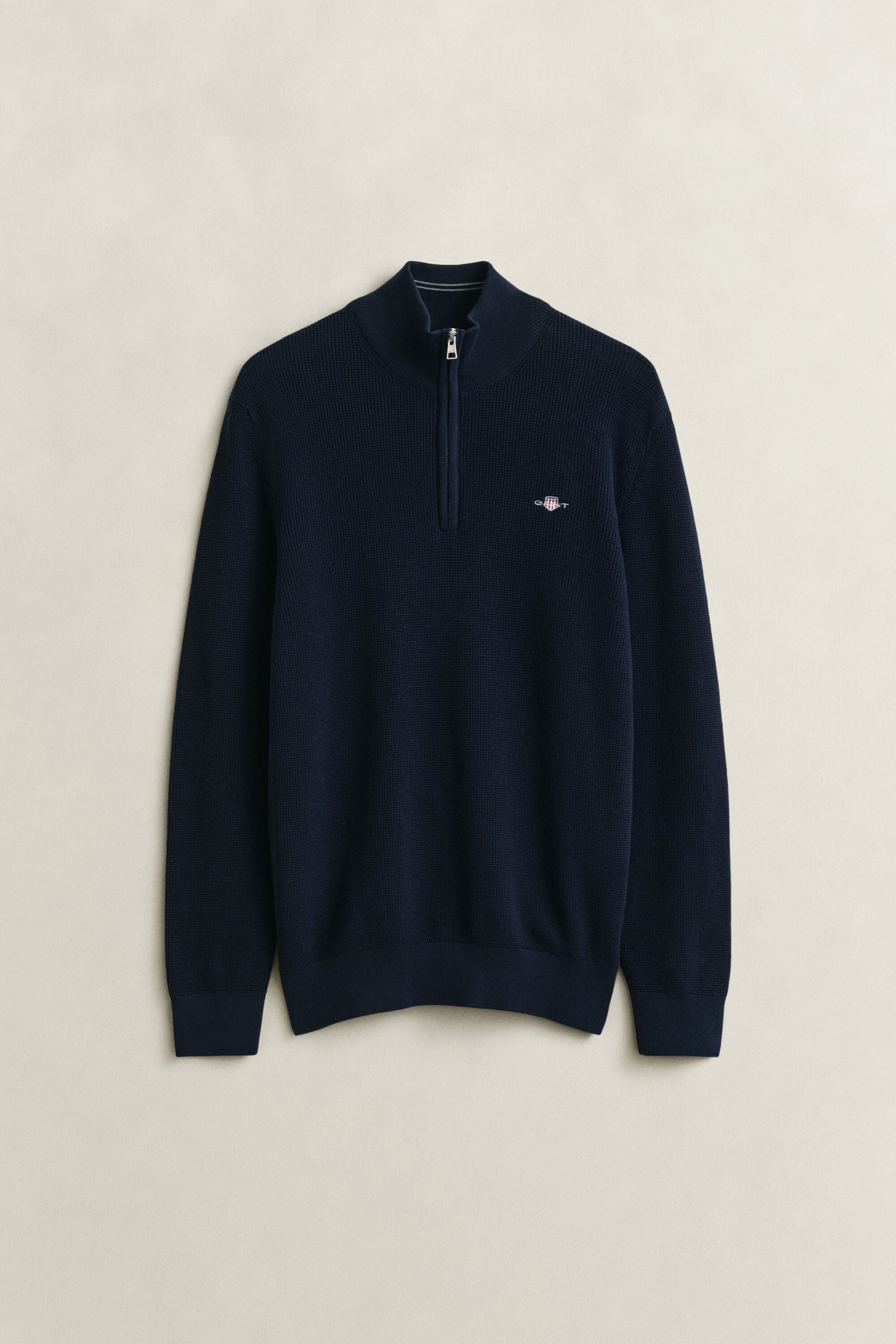 Katoenen Textured sweater met korte rits