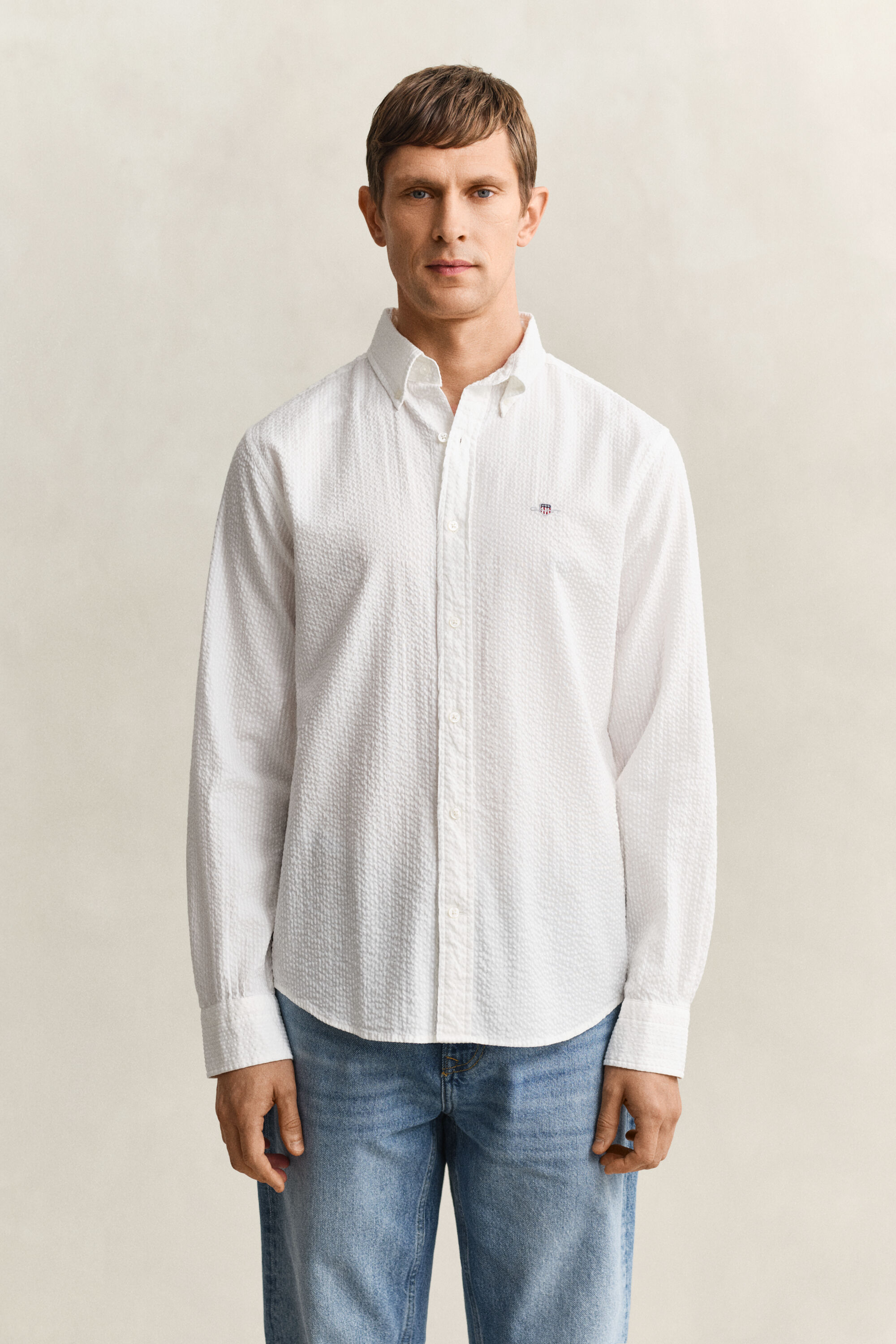 Regular Fit Seersucker overoverhemd