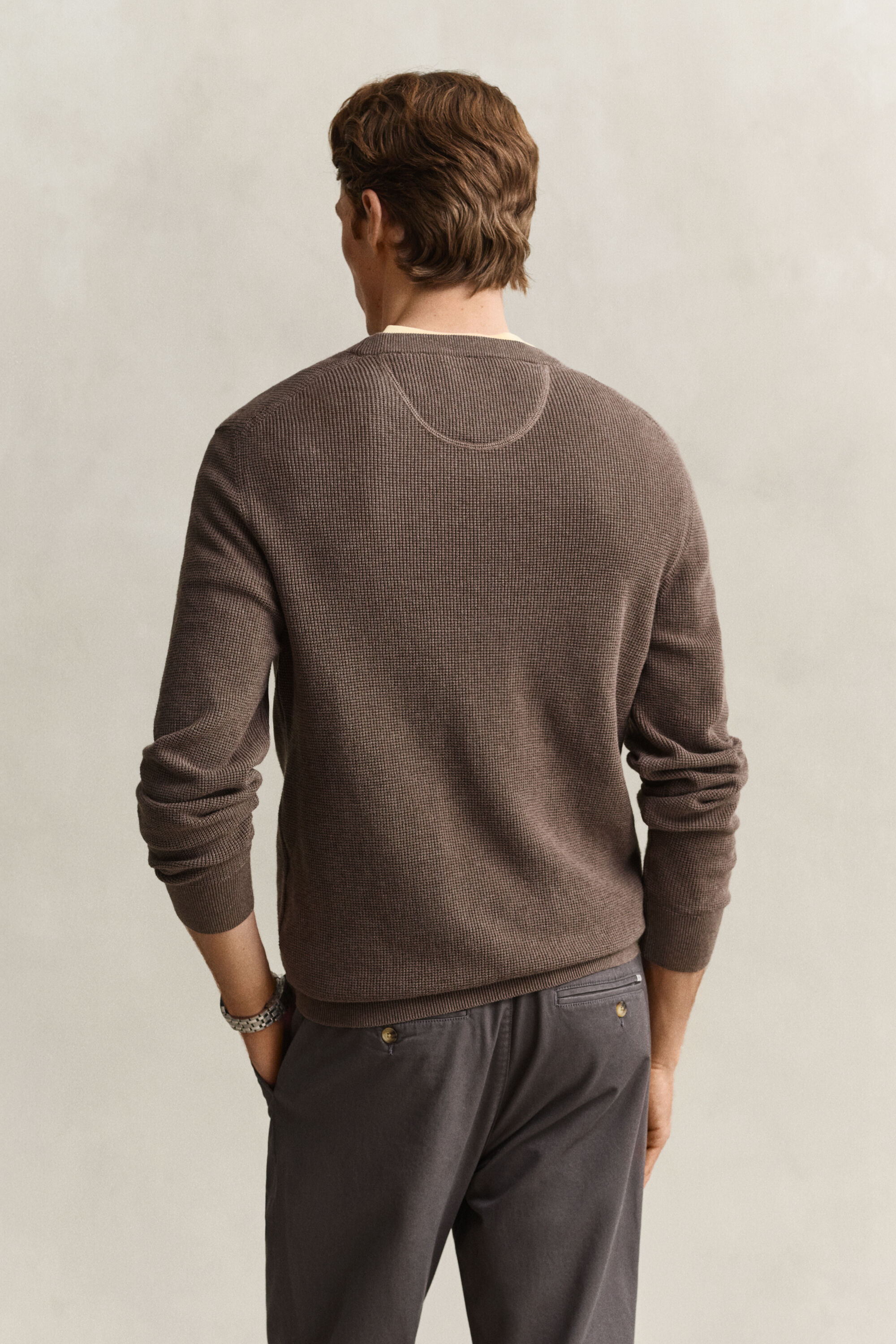 Katoenen Textured sweater met ronde hals