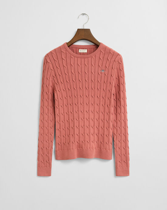 Teen Girls gebreide kabeltrui met ronde hals van stretchkatoen