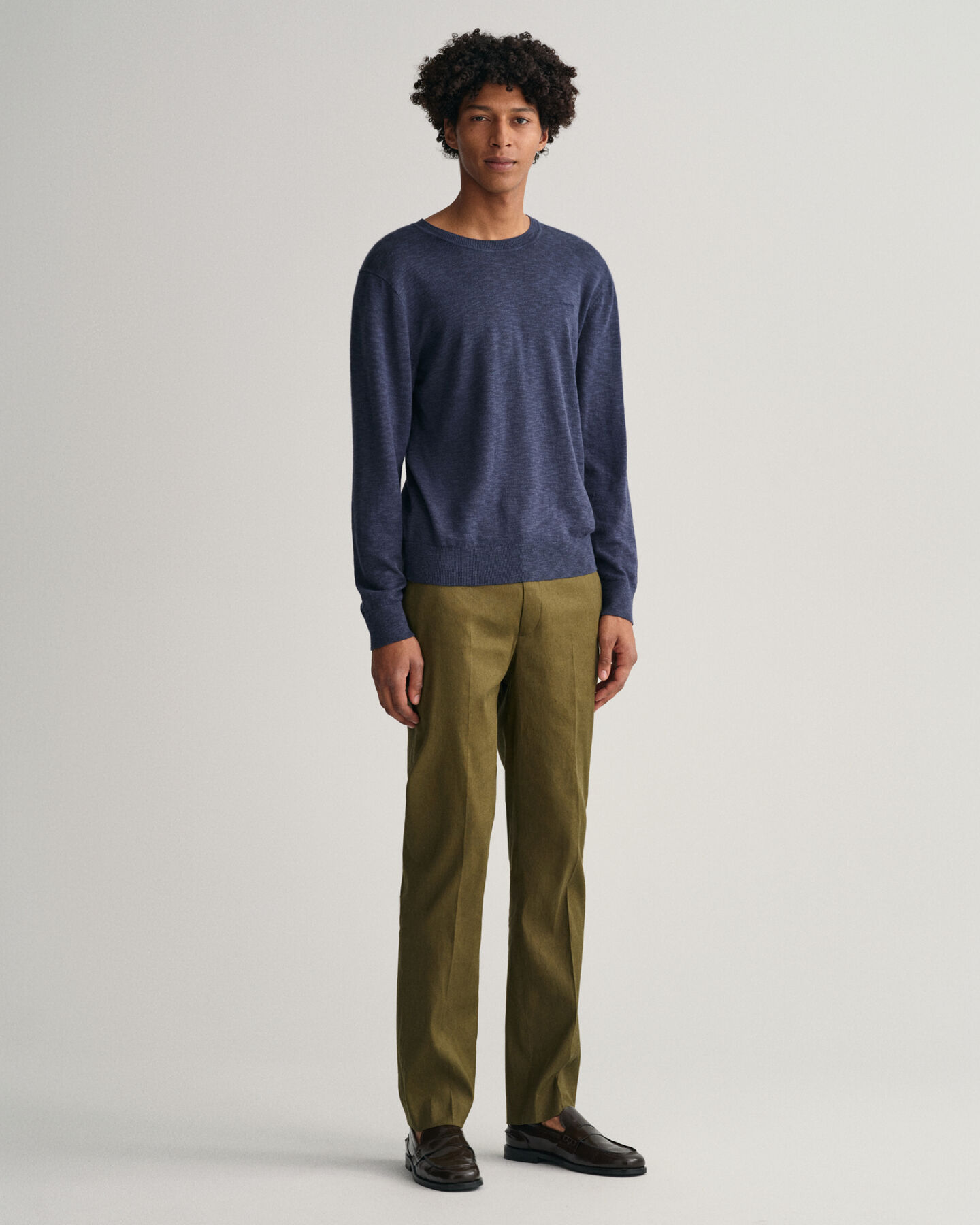 Sweater met ronde hals van katoen en linnen