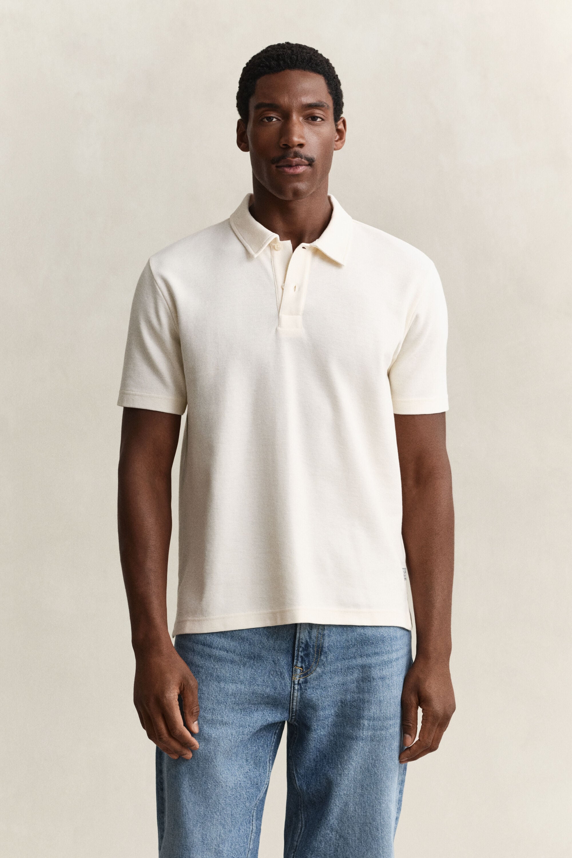Poloshirt met gewafelde textuur