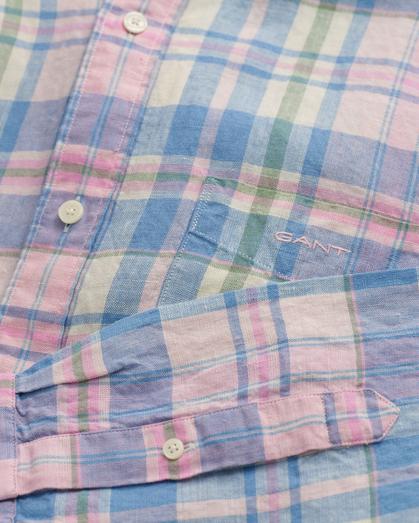 Regular Fit linnen overhemd met madrasruit