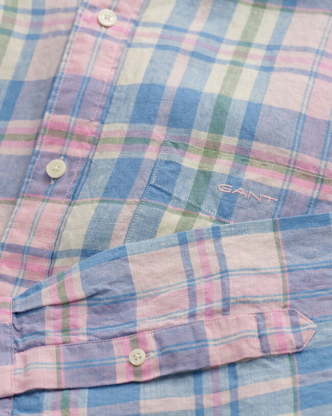 Regular Fit linnen overhemd met madrasruit