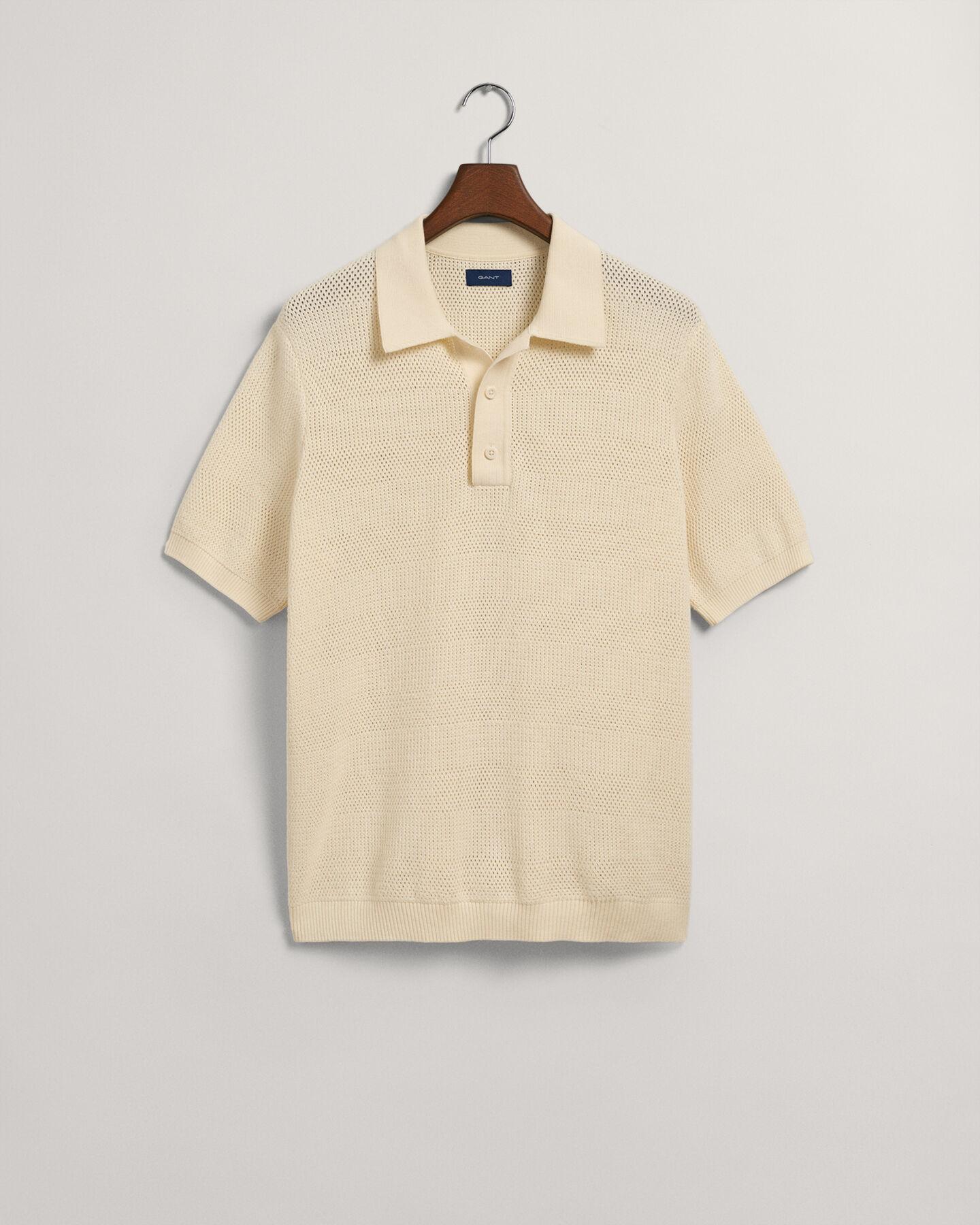 Textured poloshirt van katoen