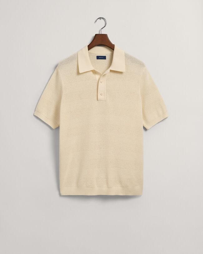 Textured poloshirt van katoen