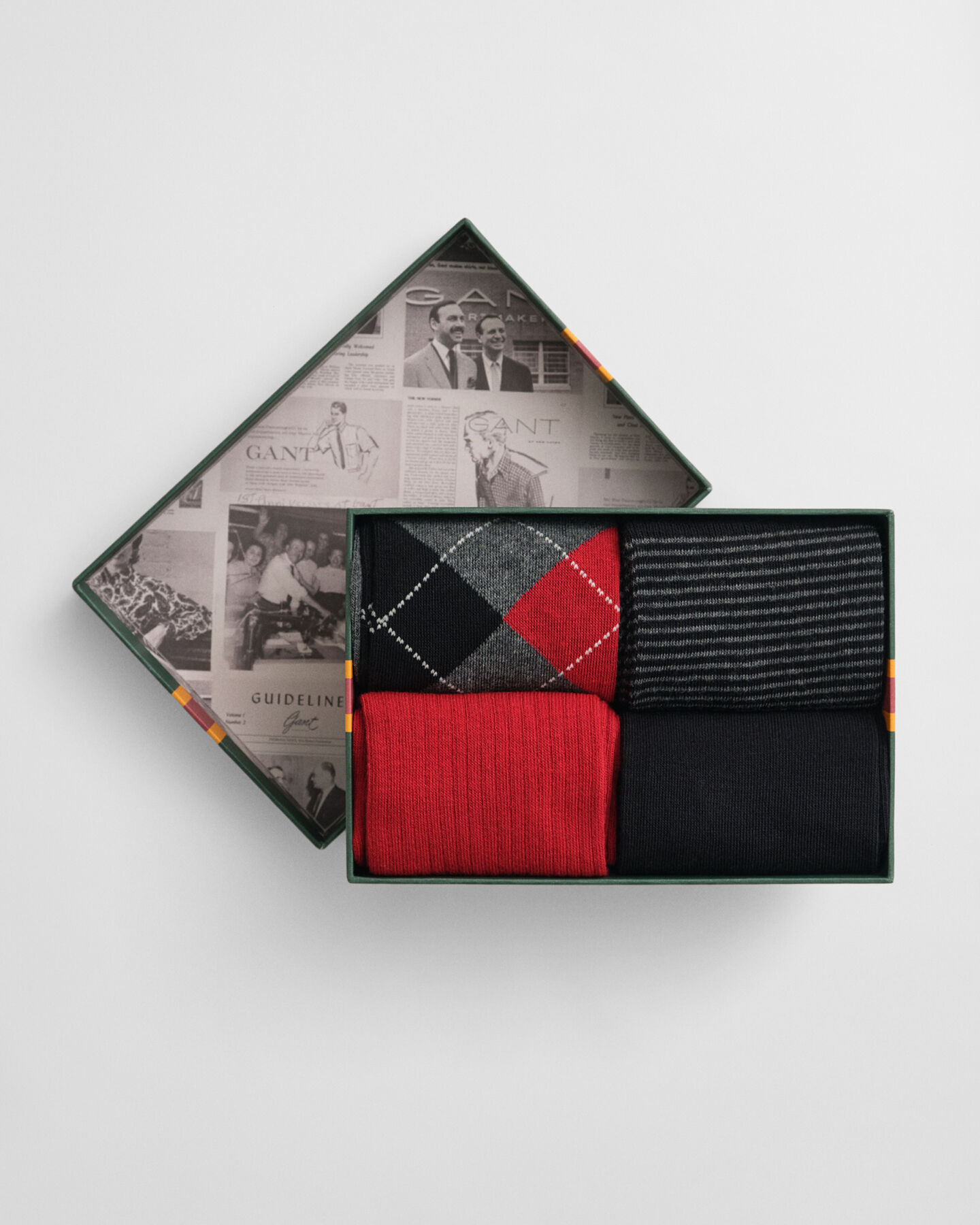 Cadeauset van vier paar sokken met strepen en Argyle-patroon