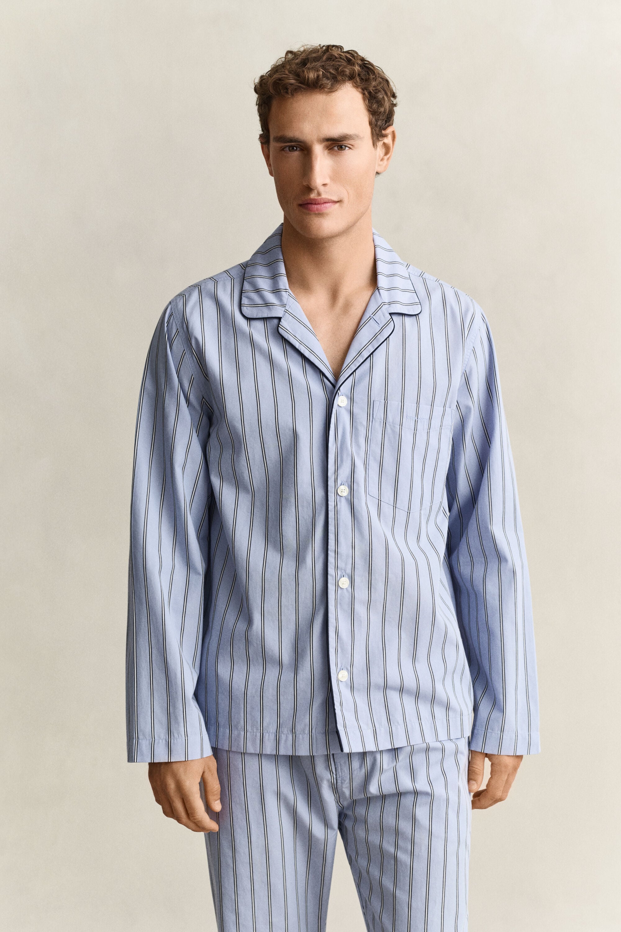 Gestreepte pyjama van poplin