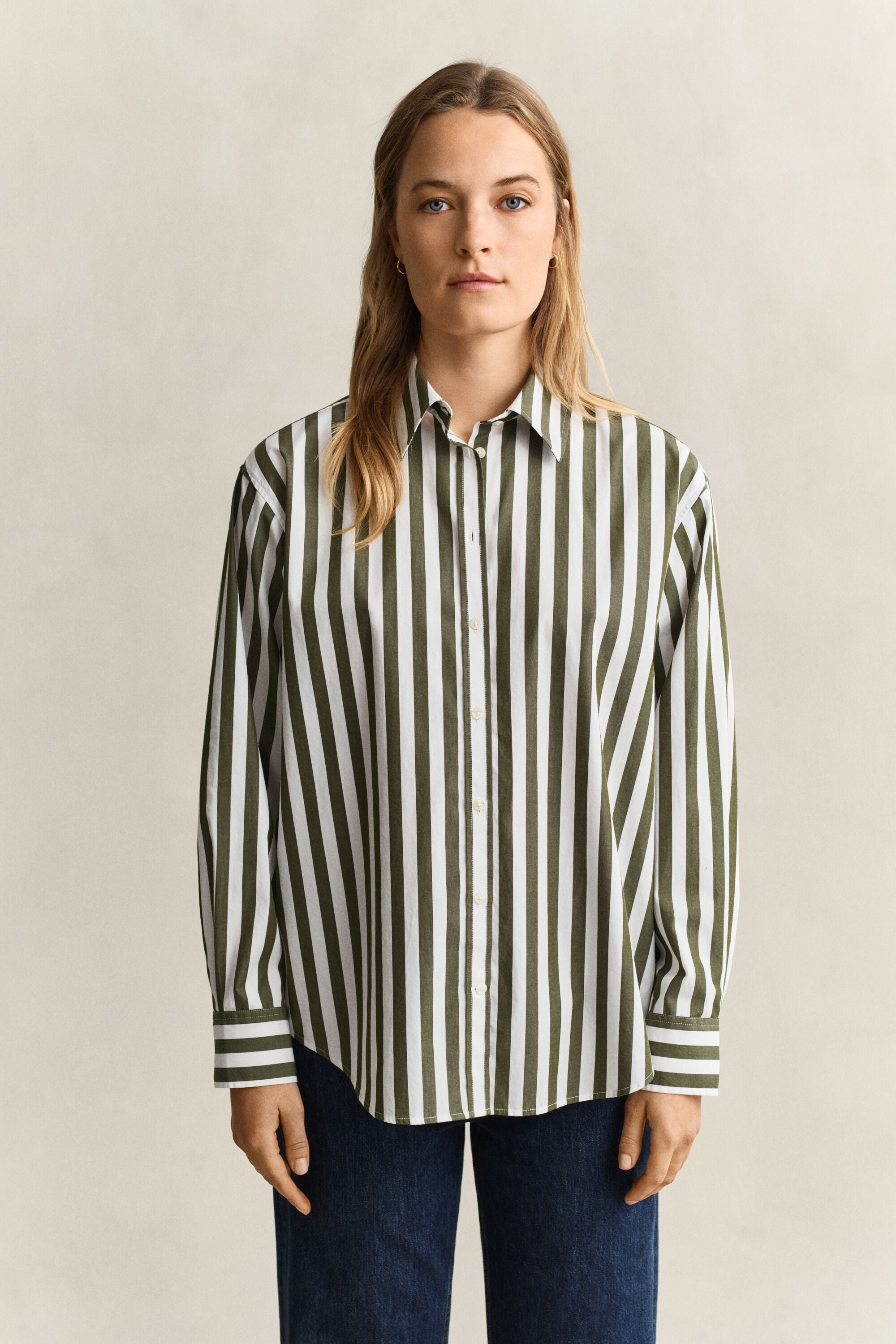 Relaxed fit poplin overhemd met strepen
