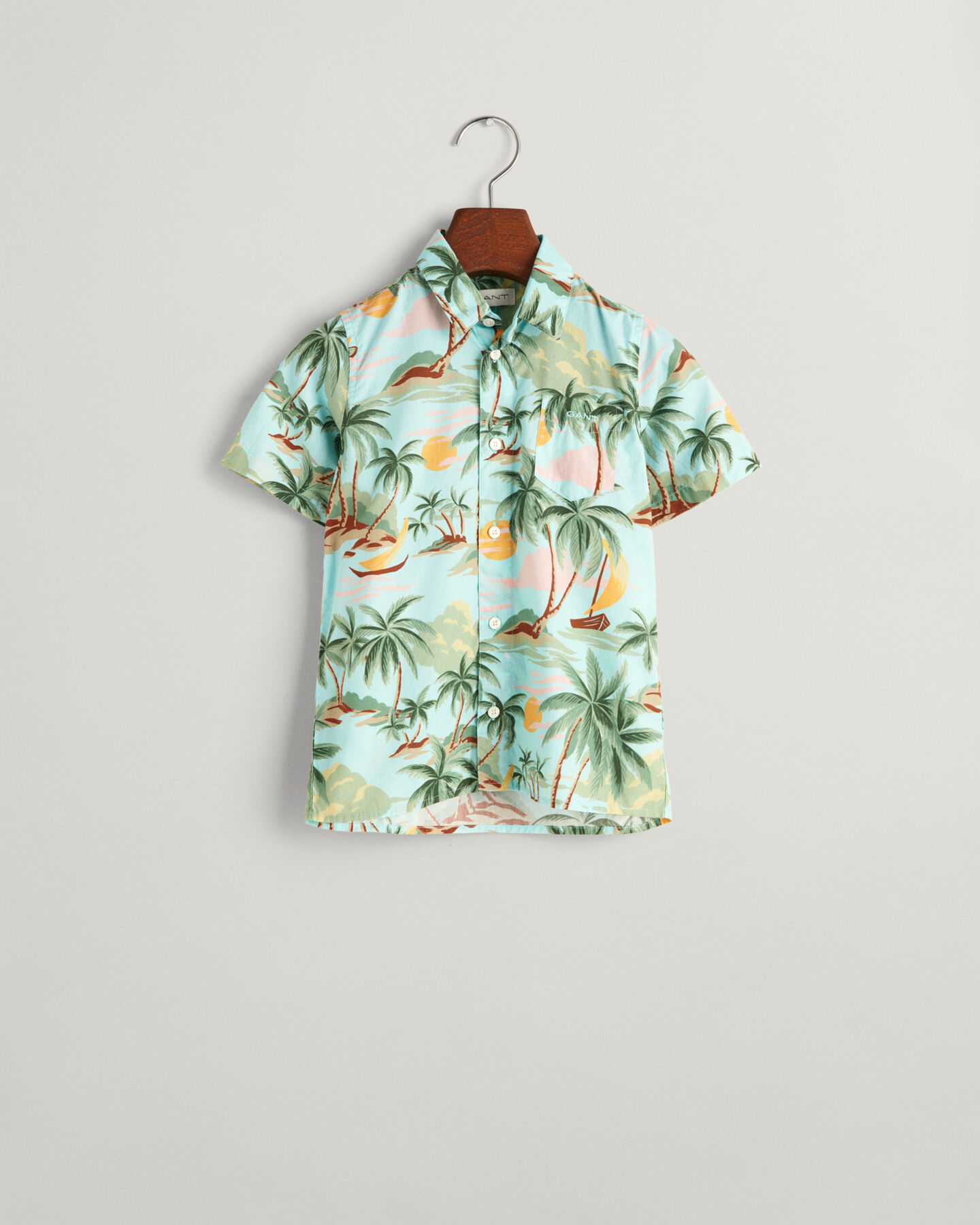 Kids Palm Print katoenen overhemd met korte mouwen