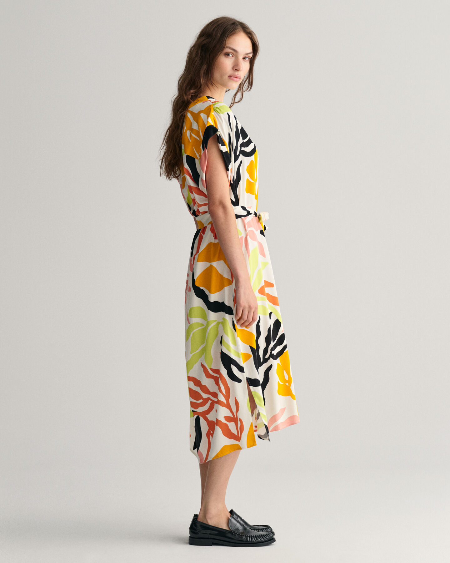 Palm Print jurk met korte mouwen