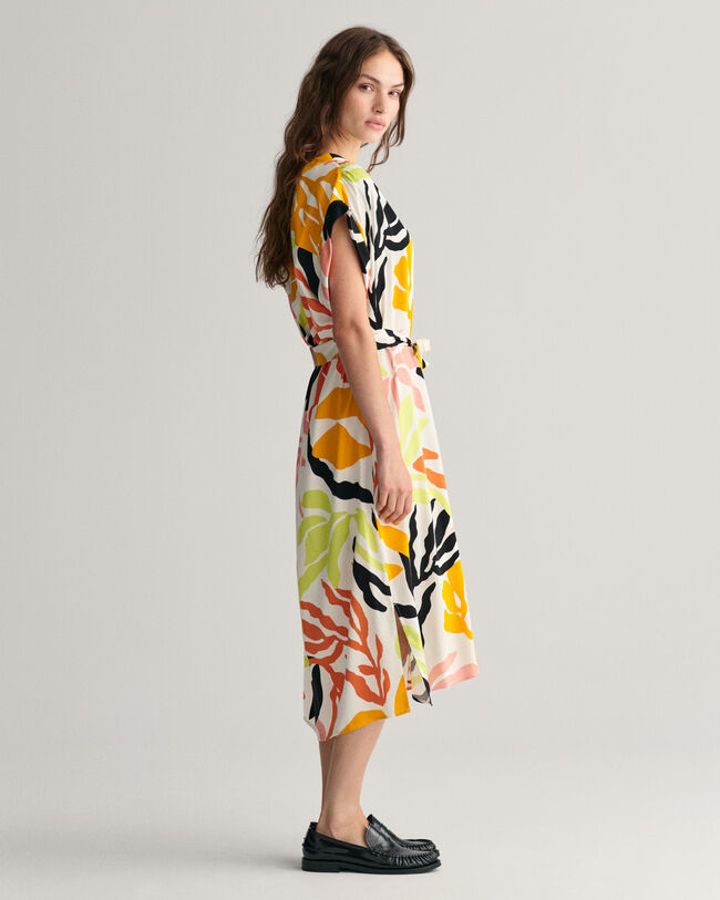 Palm Print jurk met korte mouwen