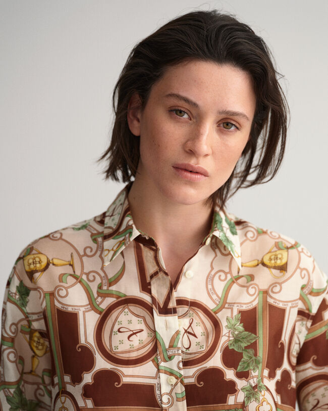 Relaxed Fit American Luxe overhemd van katoen en zijde