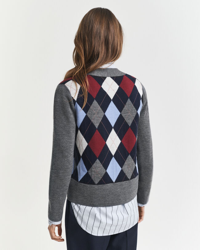 Argyle vest met V-hals
