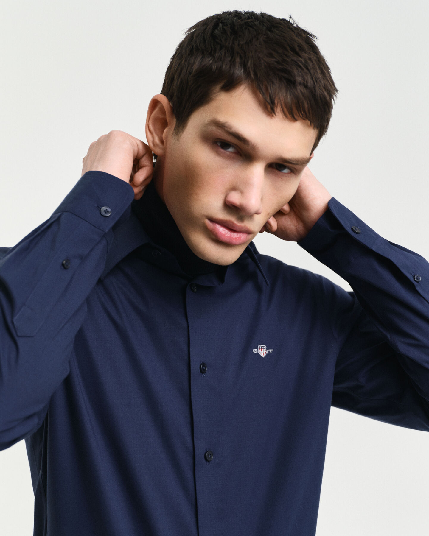 Slim Fit overhemd van stretchpoplin