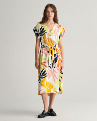 Palm Print jurk met korte mouwen