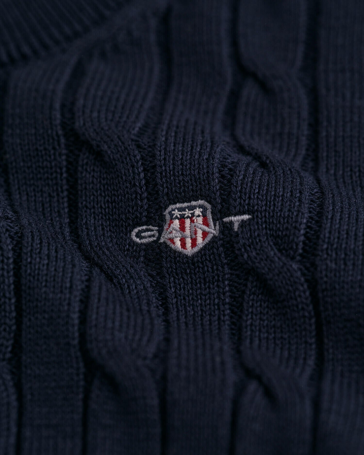 Kids Shield katoenen gebreide kabeltrui met ronde hals